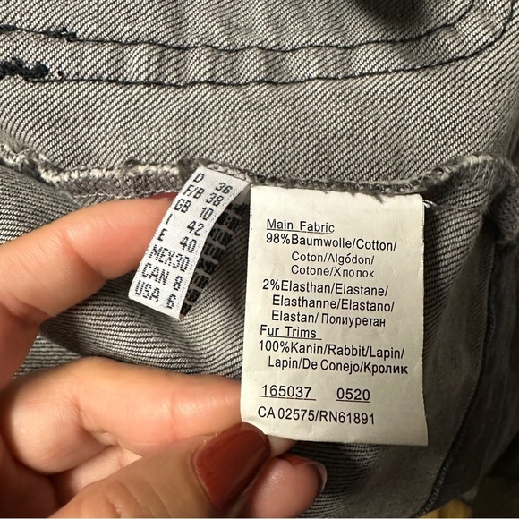 Apriori By Escada Denim fur stim Y2K pink bows Jacket Size 6 - Picture 6 of 7